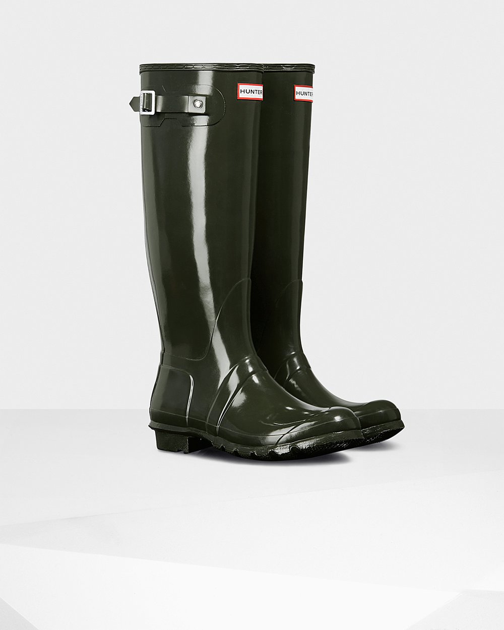 Hunter Mujer Original Gloss - Botas de Lluvia Verde Oscuro Oliva - 468-TCZWNH